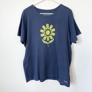 Life is Good Womens Crusher Short Sleeve Tee Pickleball Flower Blue XL Cotton